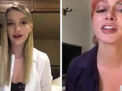 Lesbiche mature da ufficio in webcam - Kenna James e Serene Siren