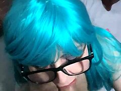 Mature milf with blue hair gives unforgettable BJ