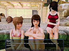 Anime video featuring a 3some with mature women and a younger man