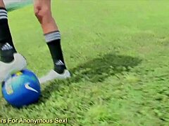 Gigi Sweet, a soccer beauty, bounces her large, dark buttocks on a firm penis