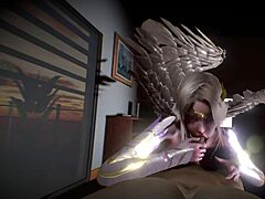 Ein üppiger 3D-Engel mit massiven Brüsten besucht meinen Raum
