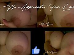 HD POV видео на обвързана мама с естествени големи гърди, която се удря с шамари