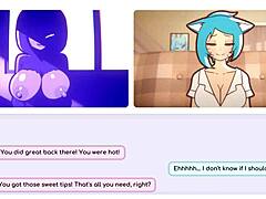 Nicole i anime-porr: förför kunder med sina bröst i en riskabel verksamhet