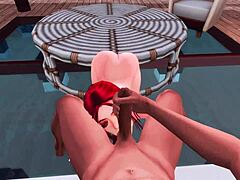 Una sirena birichina fa un pompino in gola profonda a un grosso cazzo nero in un video hentai cosplay anime