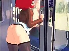 Een rijpe roodharige pijpt in een trein en krijgt hete sperma op haar gezicht in deze zelfgemaakte video