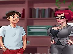 Summer story - Redhead's intimate encounter in visual novel