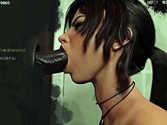 Lara Croft în 3D primește o ejaculare mare și neagră în aventura glory hole