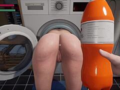 Pozrite sa, ako sa nezbedná mama chytí v horúcej práčovni