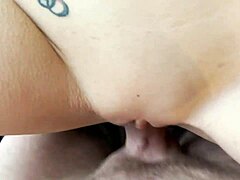 Busty blonde wife gets a facial after masturbating in the bathroom
