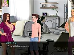 Grande culo e grosso cazzo in un videogioco hot porno con il patrigno e la sua sorellastra