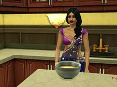 Mama vitregă face sex cu fiica vitregă în scena lesbiană din Sims 4