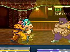 Muscaty, a rainha peituda do jogo hentai, enfrenta vários inimigos no estágio 2 e é fodida com força