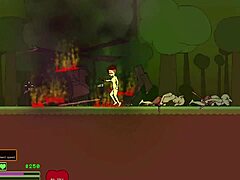 Gameplay do jogo hentai p3: Sobrevivente fêmea nua luta contra goblins e é fodida com força