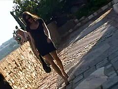 Alex Zothberg, the BDSM model, walks in heels and naked in Antibes